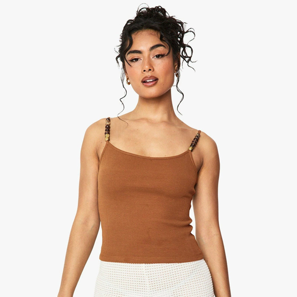 Zara Summer Fall Solid Color Beaded Camisole Top